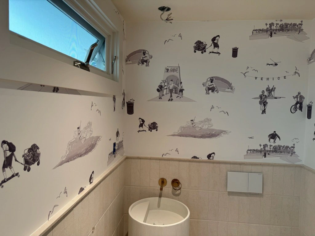 Commercial wallpaper installation in office building