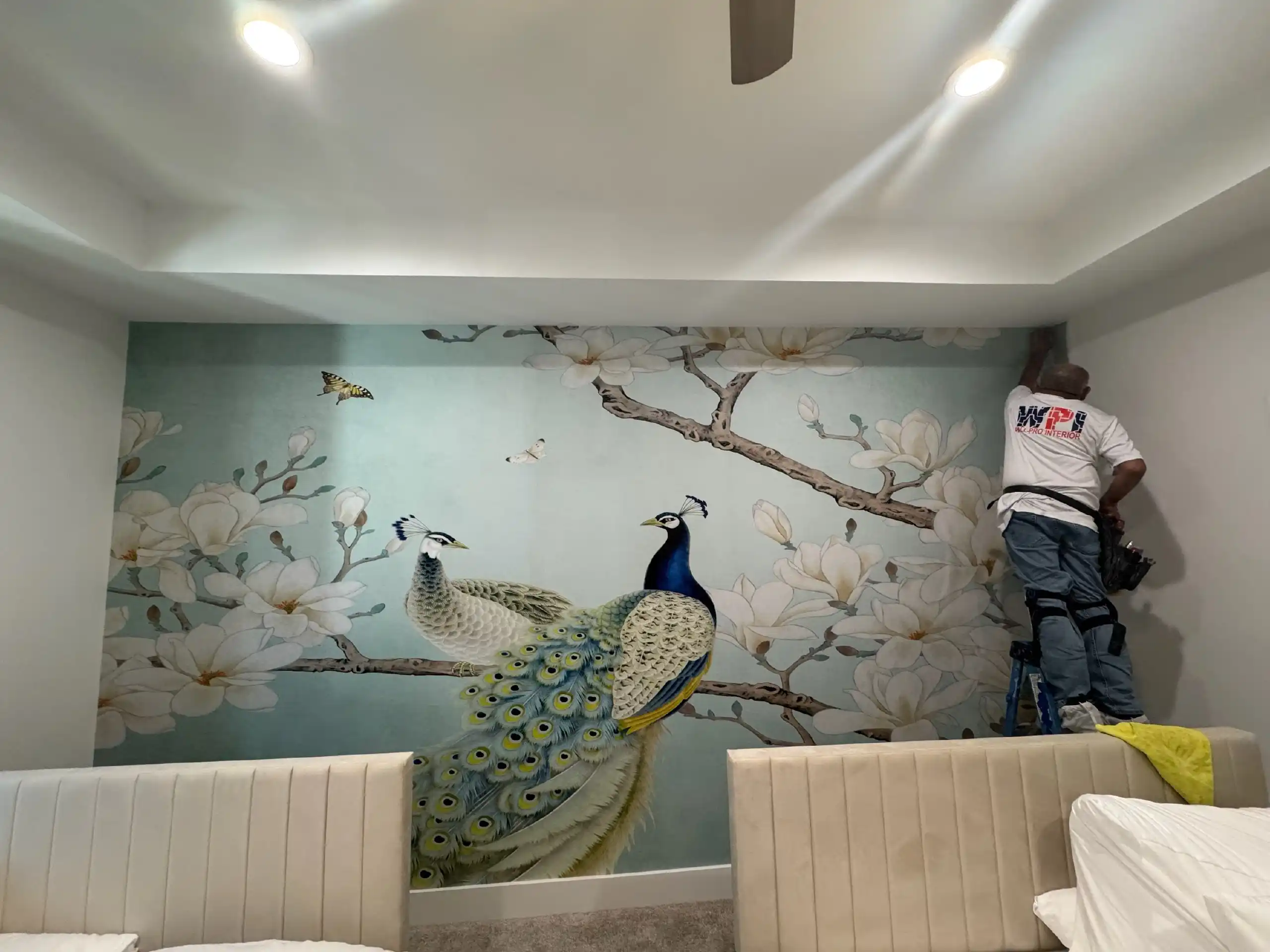 Wallpaper installation project in Long Beach, CA