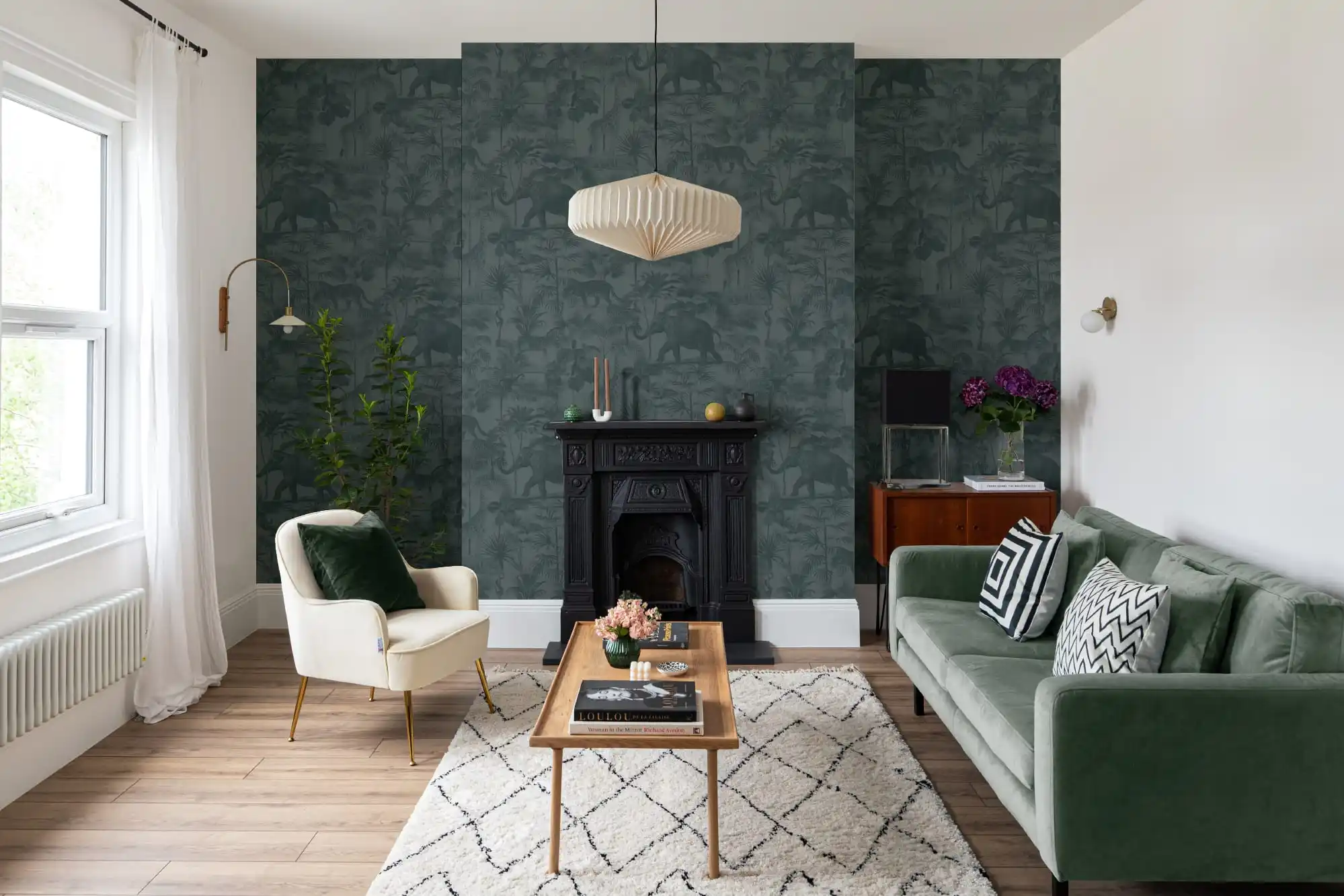 Textured grasscloth wallcovering in home office